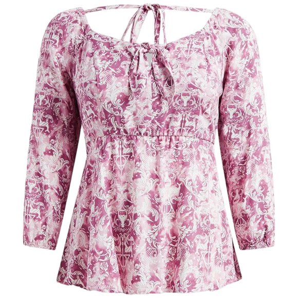 torrid Tops - TORRID x HARRY POTTER - Deathly Hallows Peplum Tie Front Blouse Size 1X NEW NWOT